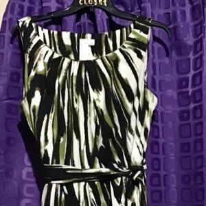 belted , printed, sleeveless, Midi ,Dress